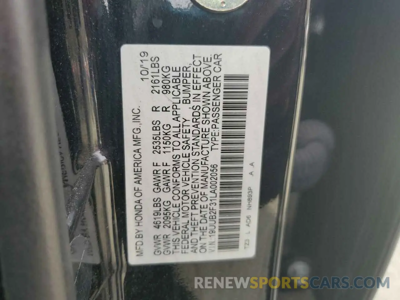 12 Photograph of a damaged car 19UUB2F31LA002056 ACURA TLX 2020