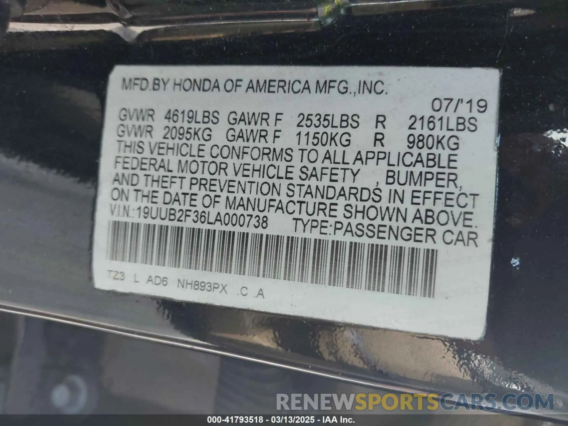 9 Фотография поврежденного автомобиля 19UUB2F36LA000738 ACURA TLX 2020