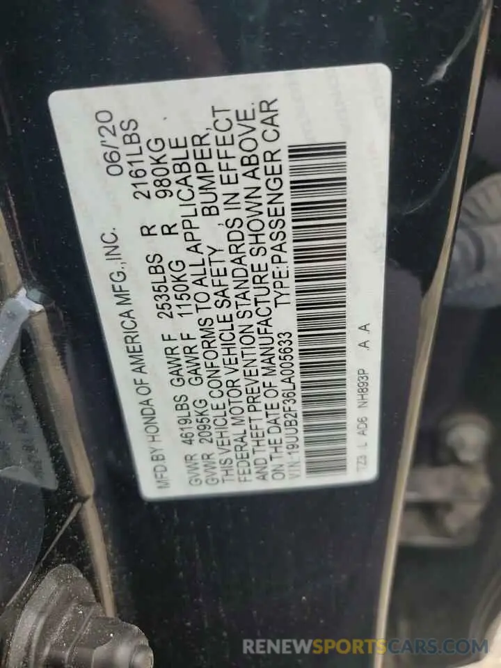 12 Photograph of a damaged car 19UUB2F36LA005633 ACURA TLX 2020