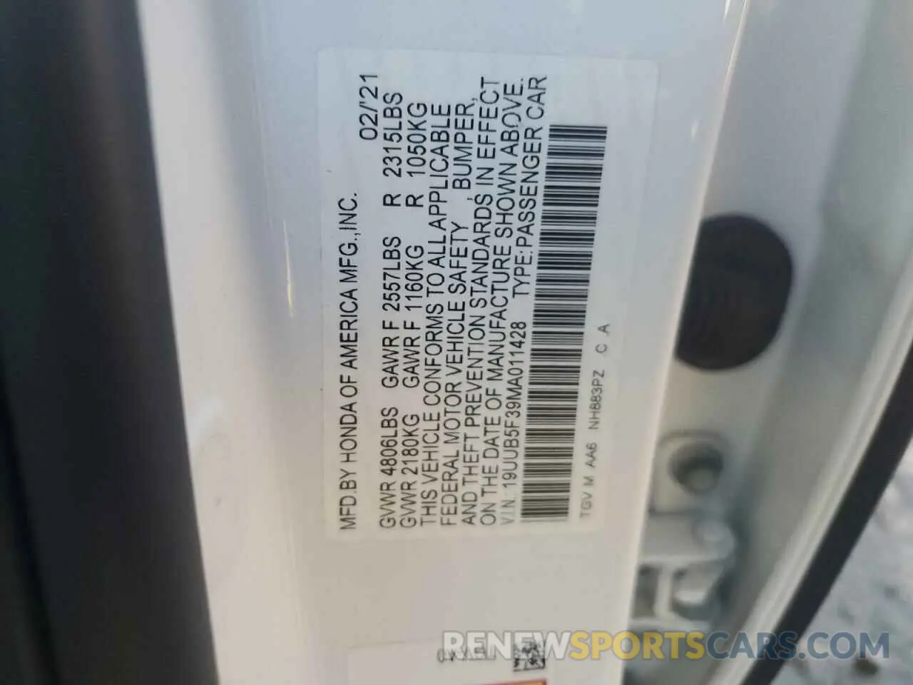 12 Photograph of a damaged car 19UUB5F39MA011428 ACURA TLX 2021