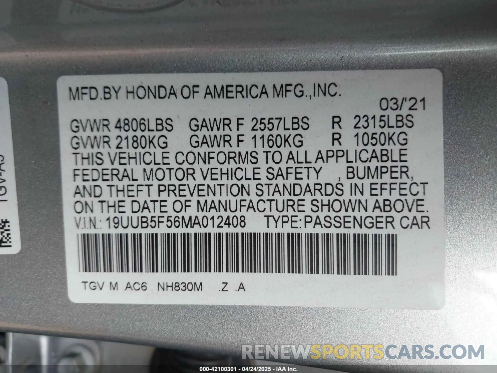 9 Photograph of a damaged car 19UUB5F56MA012408 ACURA TLX 2021