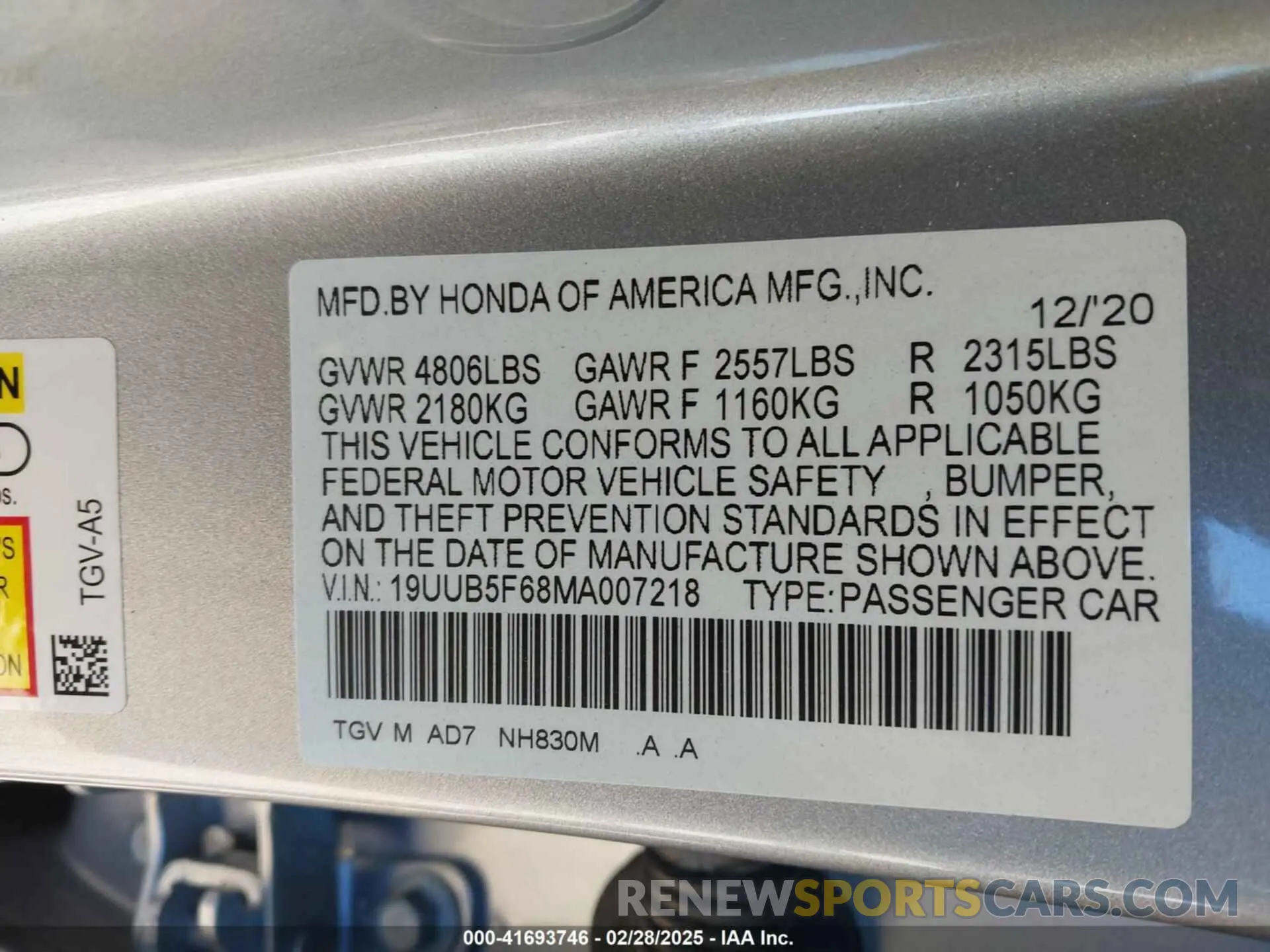 9 Фотография поврежденного автомобиля 19UUB5F68MA007218 ACURA TLX 2021