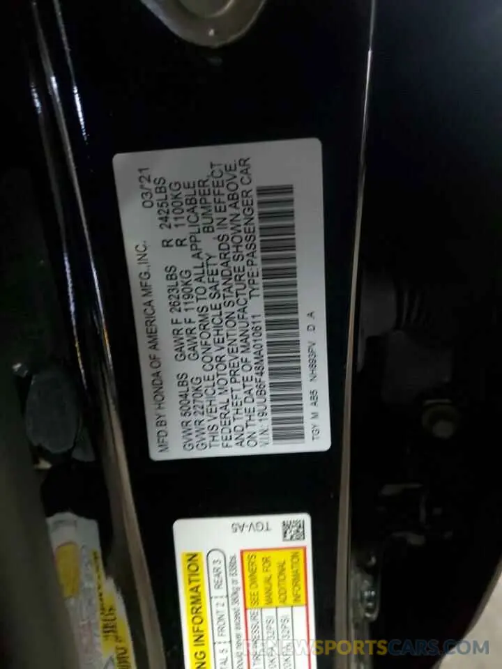 12 Фотография поврежденного автомобиля 19UUB6F48MA010611 ACURA TLX 2021
