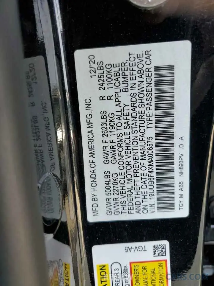 13 Photograph of a damaged car 19UUB6F4XMA006575 ACURA TLX 2021
