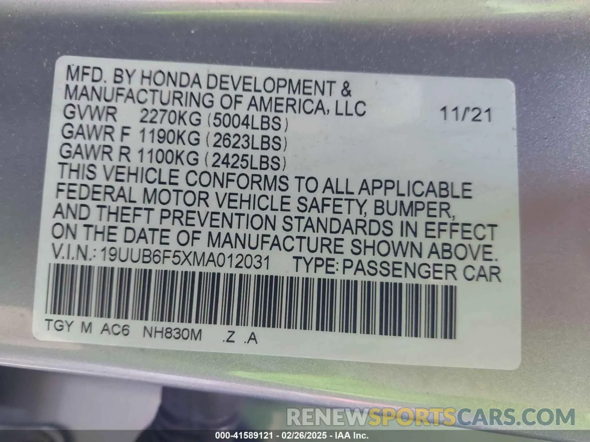 9 Photograph of a damaged car 19UUB6F5XMA012031 ACURA TLX 2021