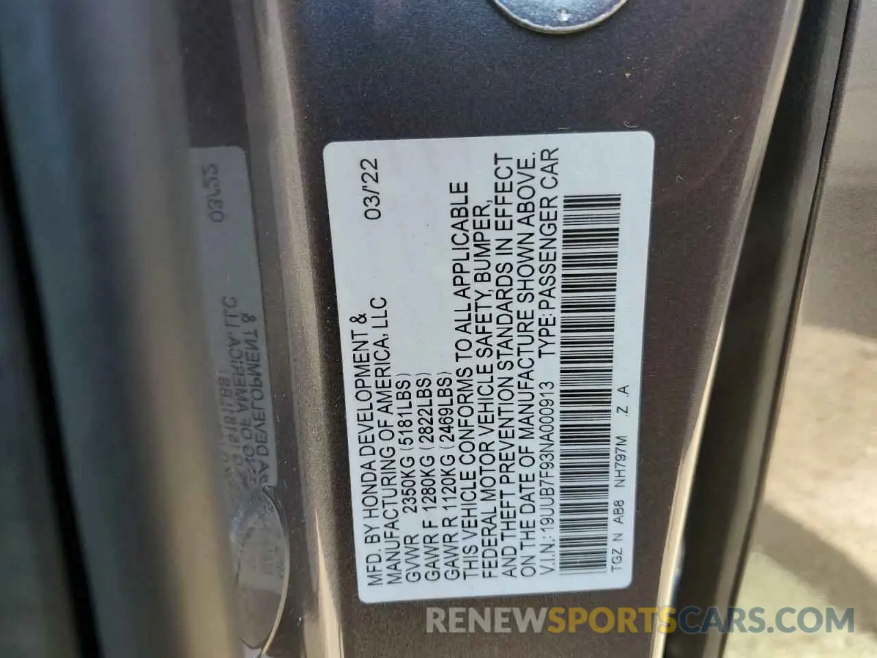 12 Фотография поврежденного автомобиля 19UUB7F93NA000913 ACURA TLX 2022