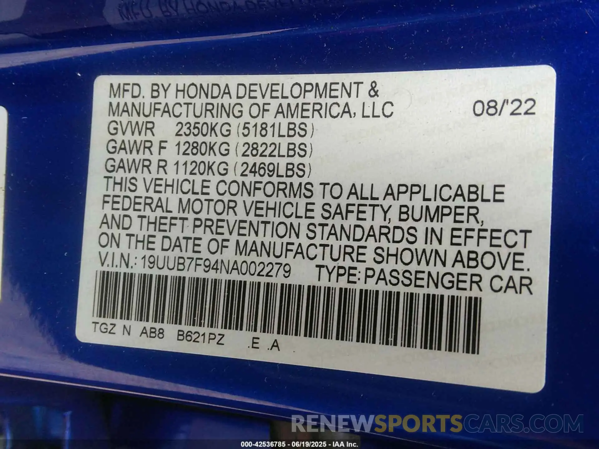 9 Photograph of a damaged car 19UUB7F94NA002279 ACURA TLX 2022