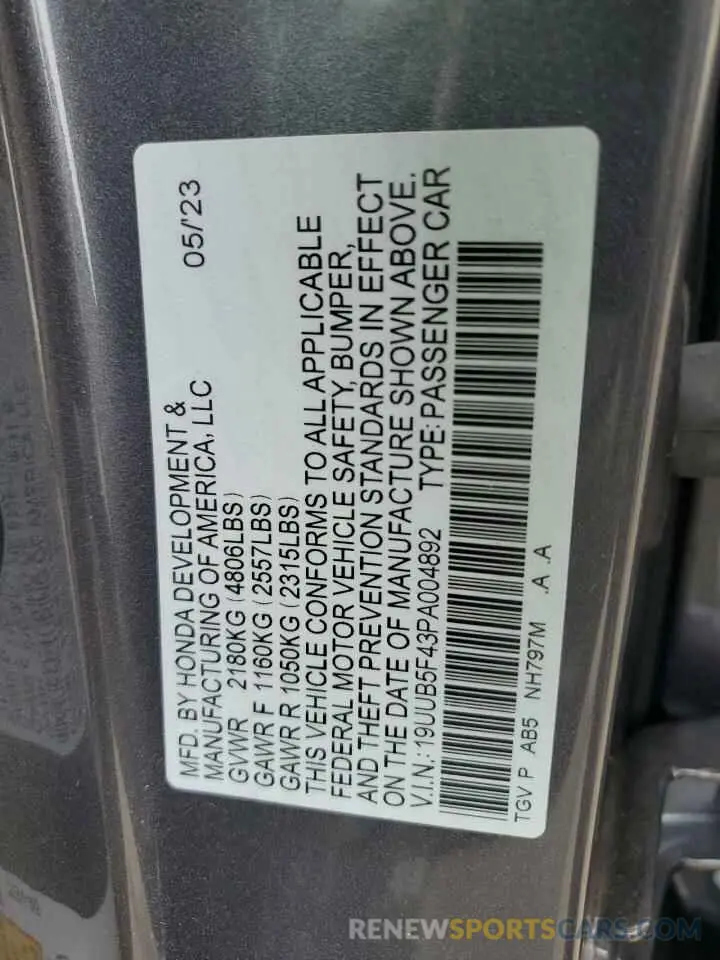 13 Photograph of a damaged car 19UUB5F43PA004892 ACURA TLX 2023