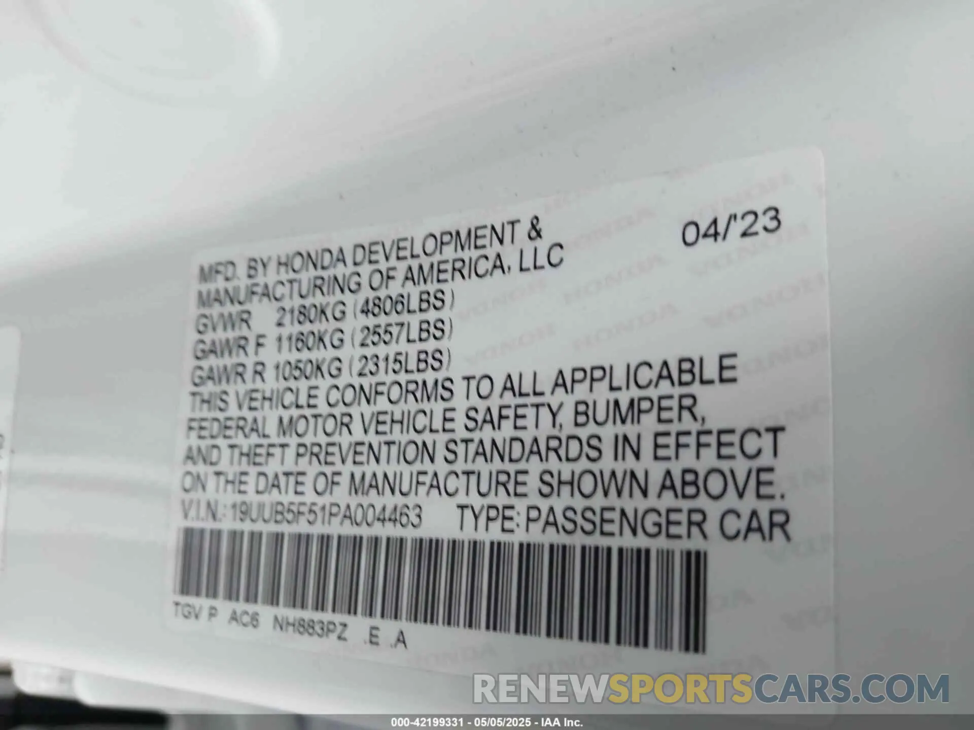 9 Photograph of a damaged car 19UUB5F51PA004463 ACURA TLX 2023