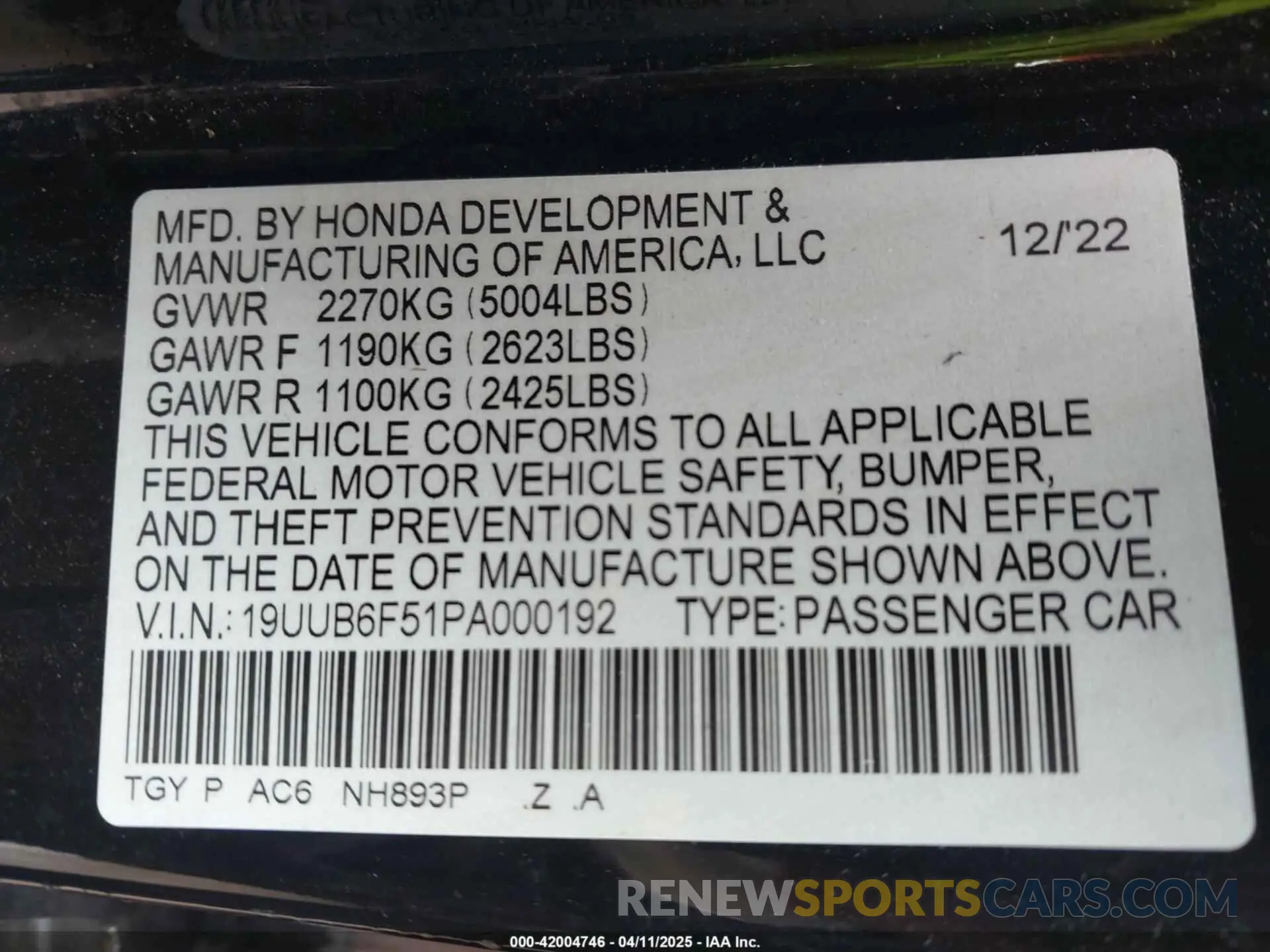 9 Photograph of a damaged car 19UUB6F51PA000192 ACURA TLX 2023