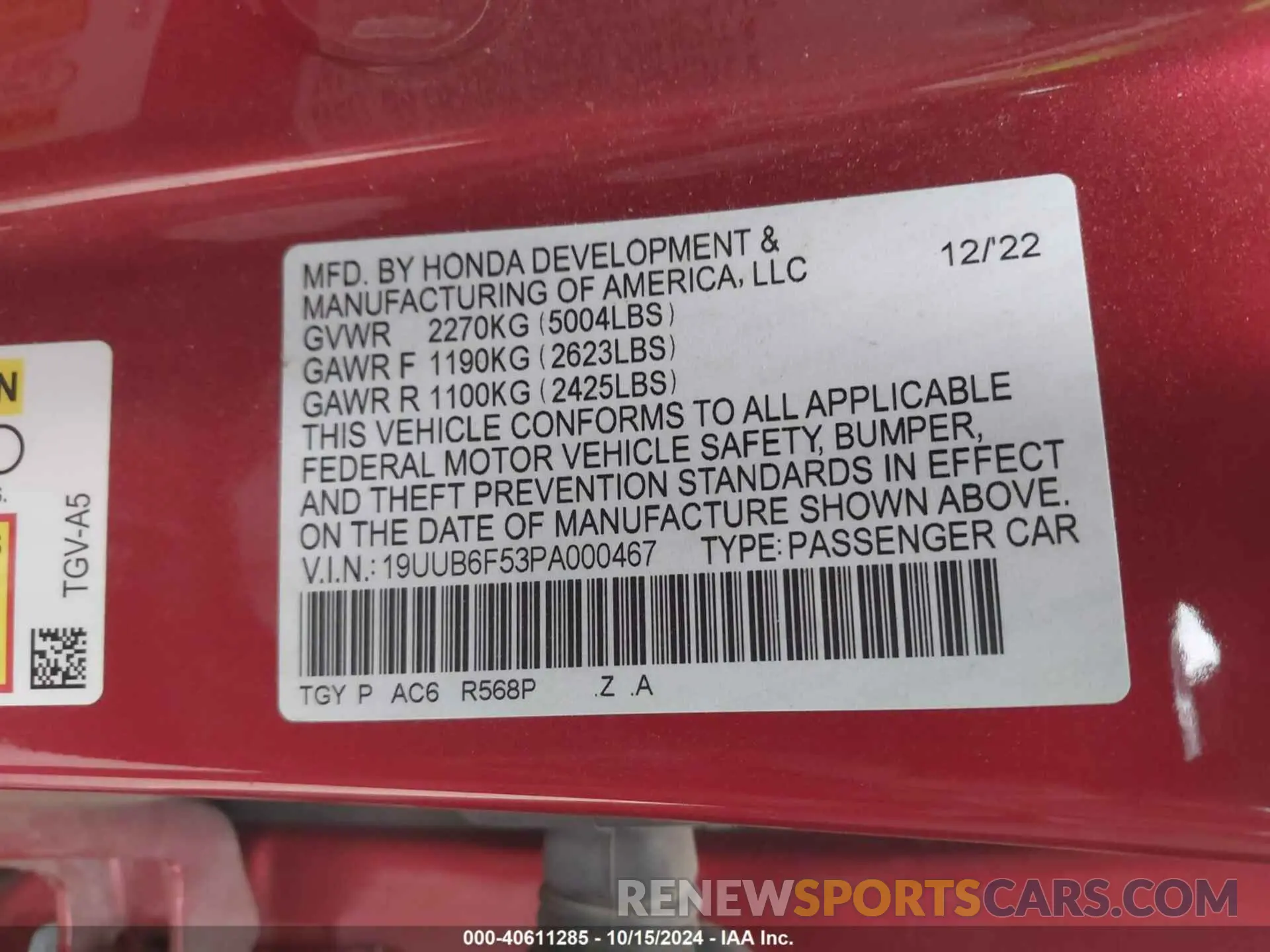 9 Фотография поврежденного автомобиля 19UUB6F53PA000467 ACURA TLX 2023