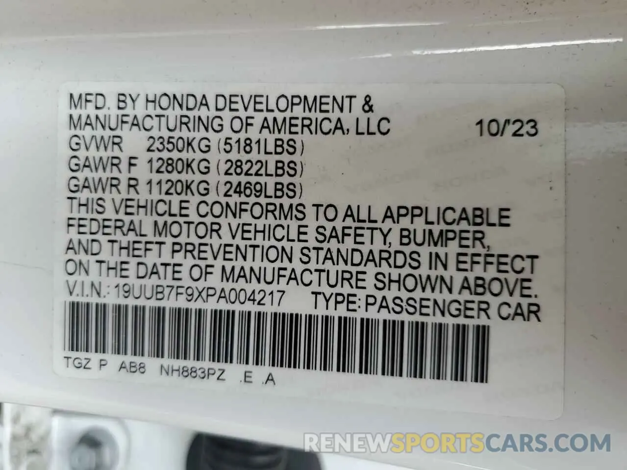 14 Фотография поврежденного автомобиля 19UUB7F9XPA004217 ACURA TLX 2023