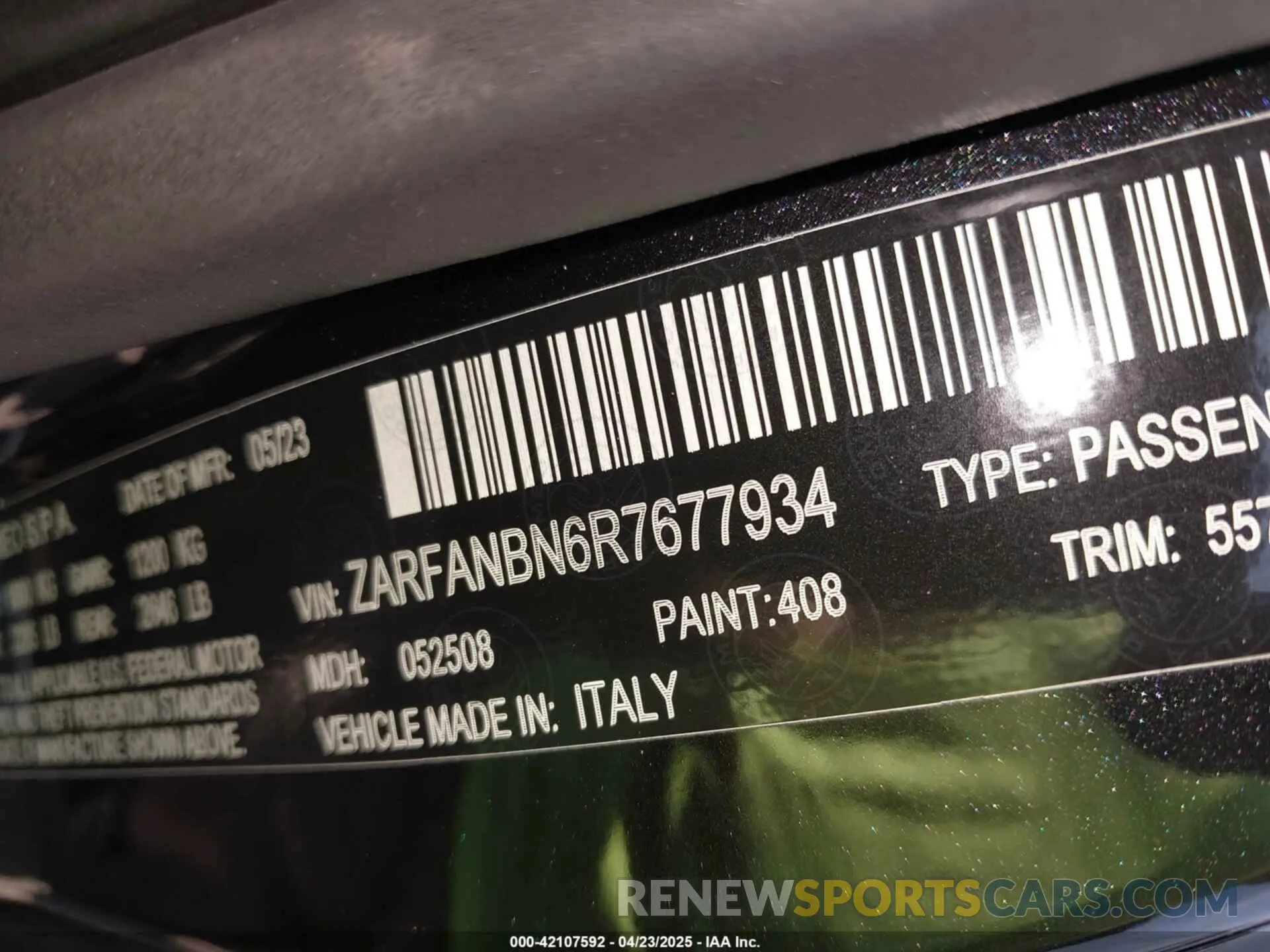 9 Фотография поврежденного автомобиля ZARFANBN6R7677934 ALFA ROMEO GIULIA 2024