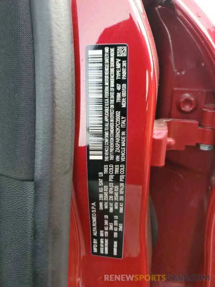 13 Photograph of a damaged car ZASPAKBN2K7C35002 ALFA ROMEO STELVIO 2019