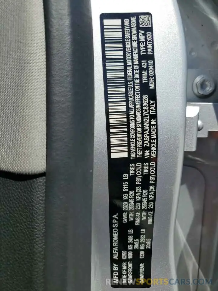 12 Photograph of a damaged car ZASPAJAN2L7C83628 ALFA ROMEO STELVIO 2020