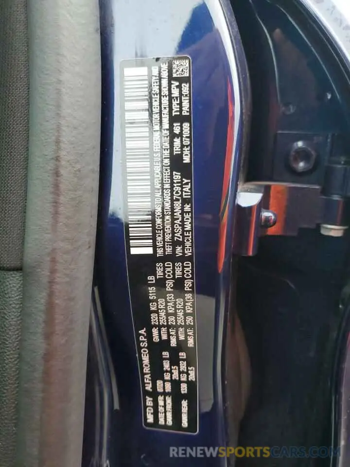 14 Photograph of a damaged car ZASPAJAN8L7C91197 ALFA ROMEO STELVIO 2020