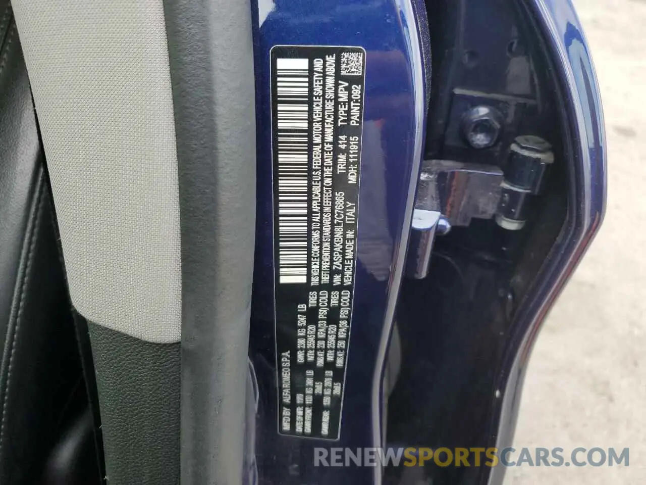 13 Photograph of a damaged car ZASPAKBN8L7C76865 ALFA ROMEO STELVIO 2020