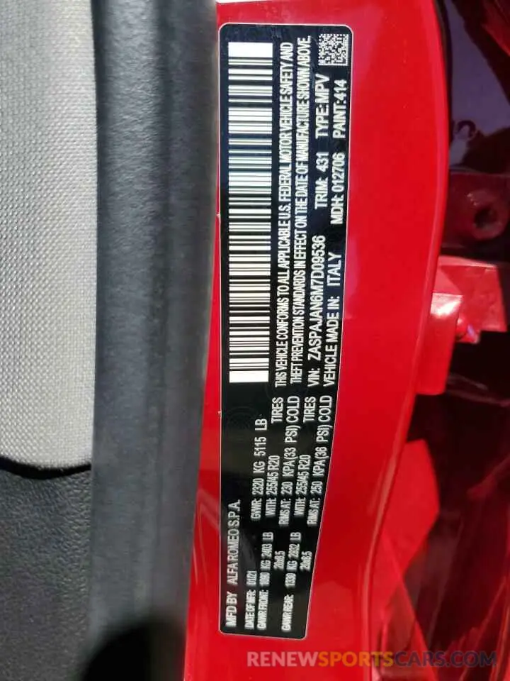 13 Photograph of a damaged car ZASPAJAN6M7D09536 ALFA ROMEO STELVIO 2021