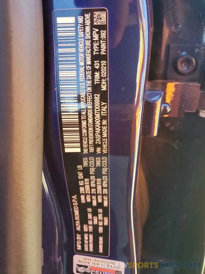 15 Photograph of a damaged car ZASPAKANXM7D09982 ALFA ROMEO STELVIO 2021