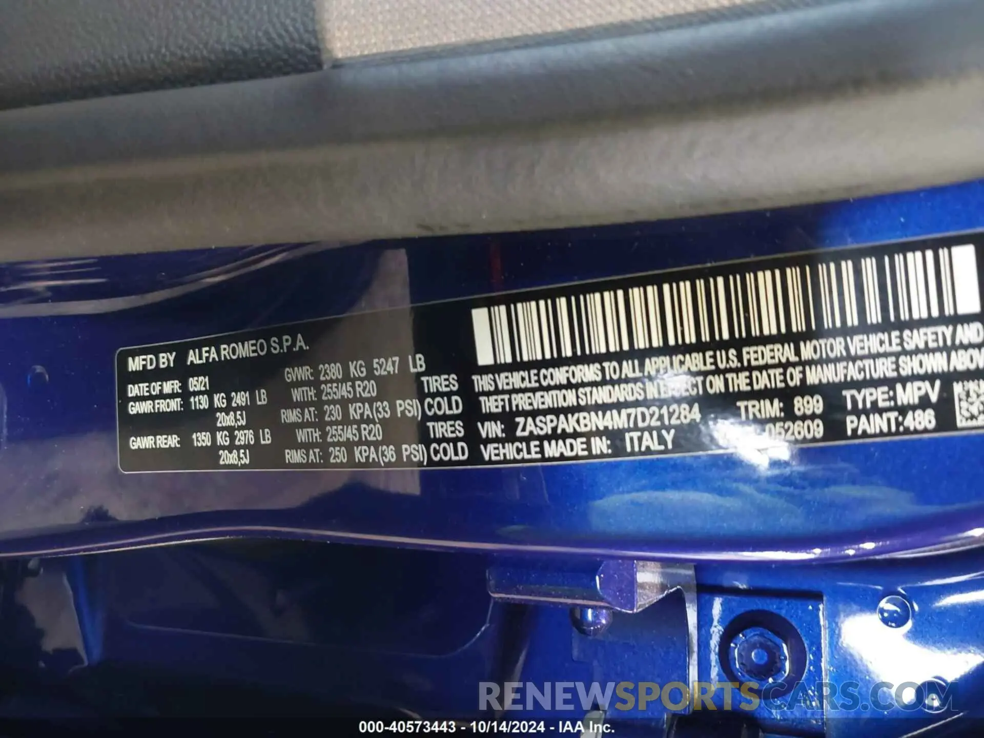 9 Photograph of a damaged car ZASPAKBN4M7D21284 ALFA ROMEO STELVIO 2021