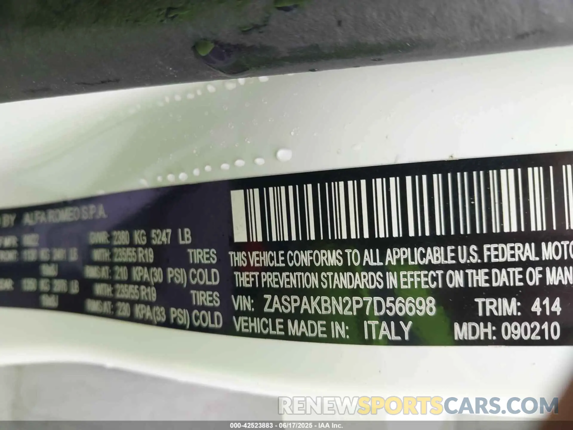 9 Photograph of a damaged car ZASPAKBN2P7D56698 ALFA ROMEO STELVIO 2023