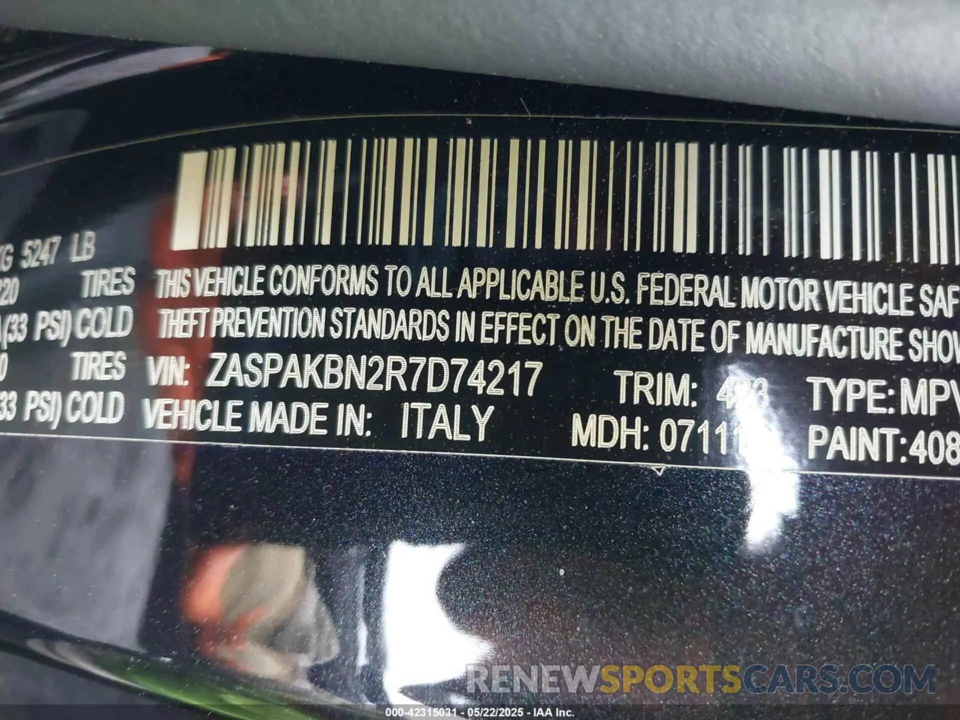 9 Photograph of a damaged car ZASPAKBN2R7D74217 ALFA ROMEO STELVIO 2024