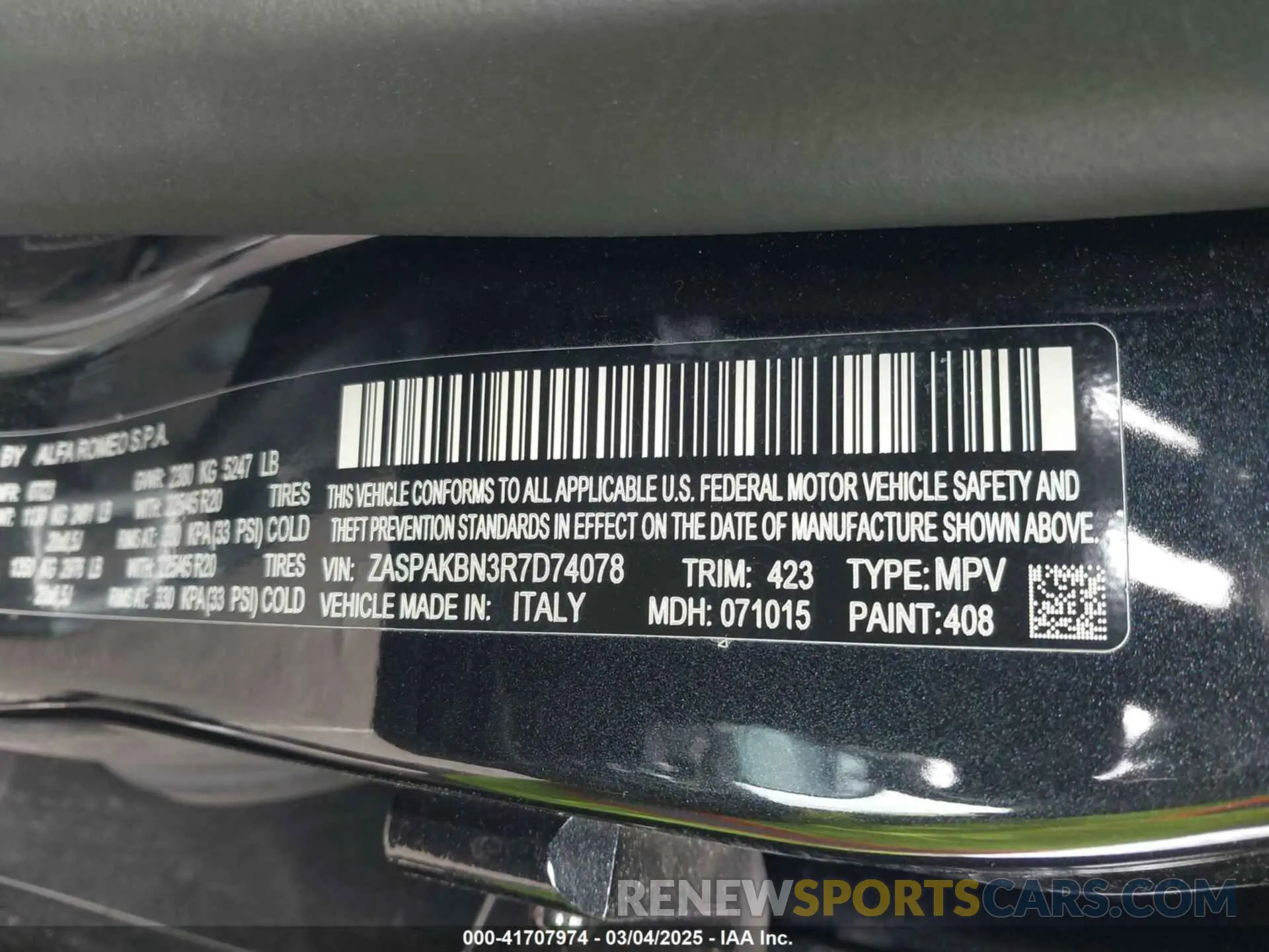 9 Photograph of a damaged car ZASPAKBN3R7D74078 ALFA ROMEO STELVIO 2024