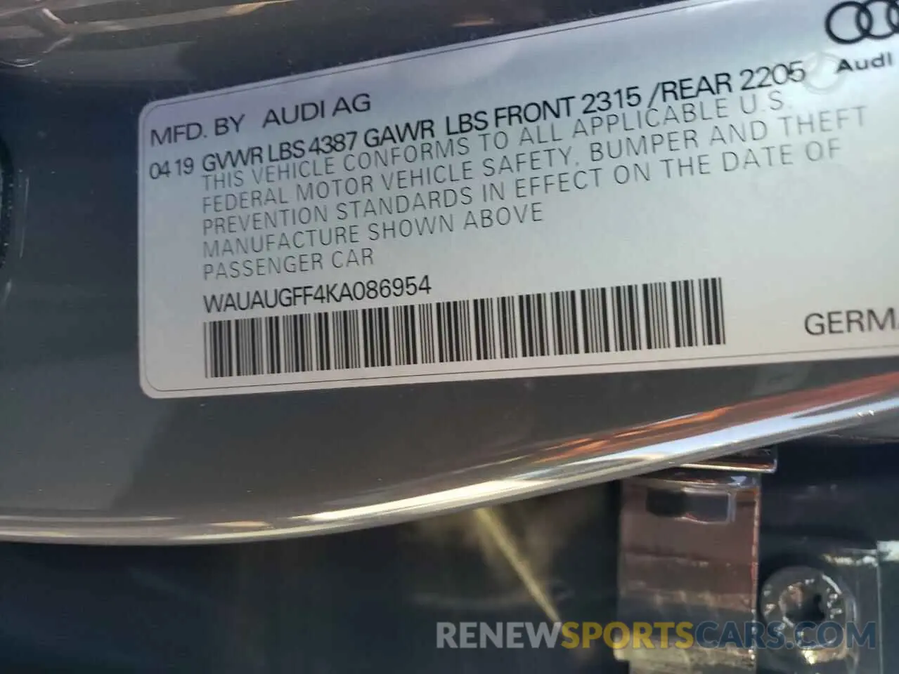 13 Photograph of a damaged car WAUAUGFF4KA086954 AUDI A3 2019