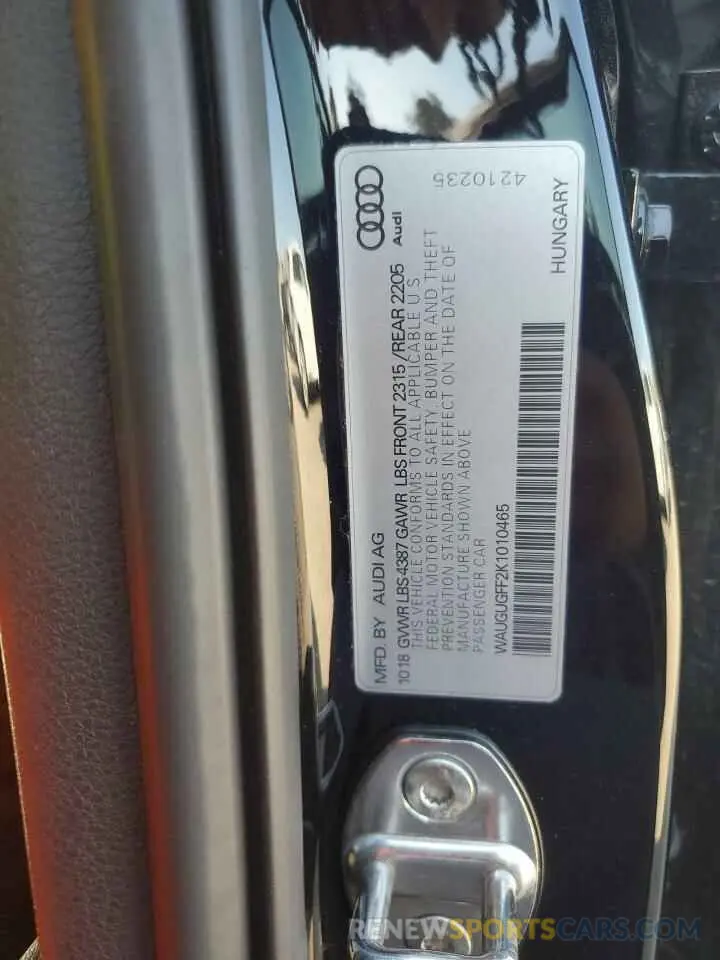12 Photograph of a damaged car WAUGUGFF2K1010465 AUDI A3 2019