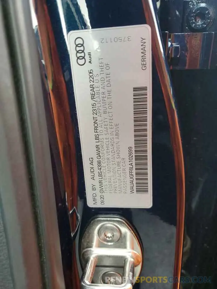 12 Фотография поврежденного автомобиля WAUAUGFF6LA102699 AUDI A3 2020