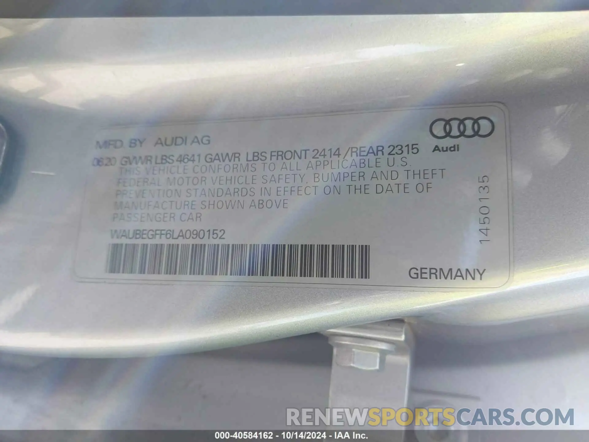 9 Фотография поврежденного автомобиля WAUBEGFF6LA090152 AUDI A3 2020