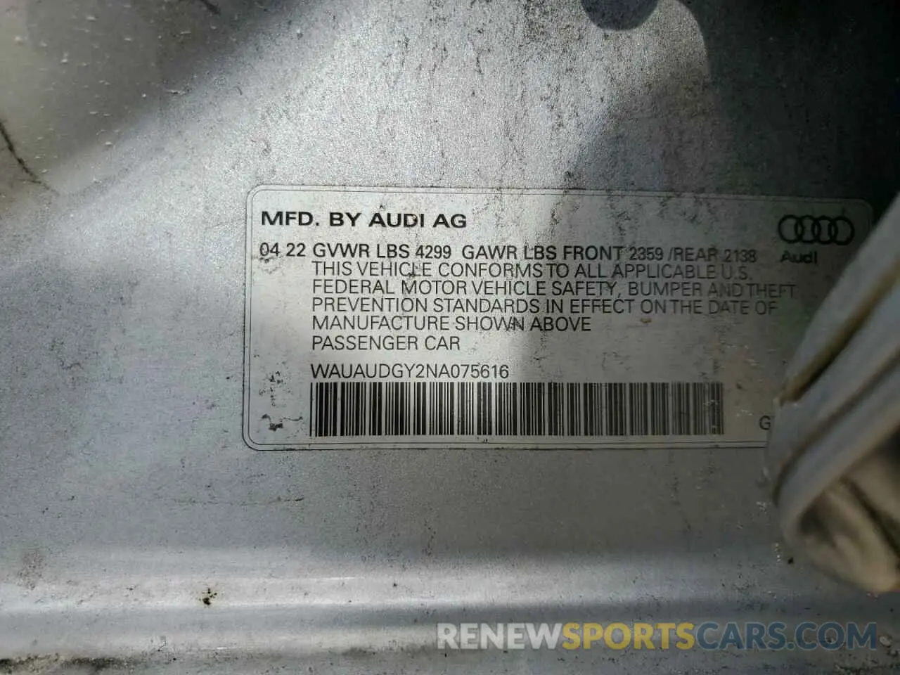 12 Фотография поврежденного автомобиля WAUAUDGY2NA075616 AUDI A3 2022