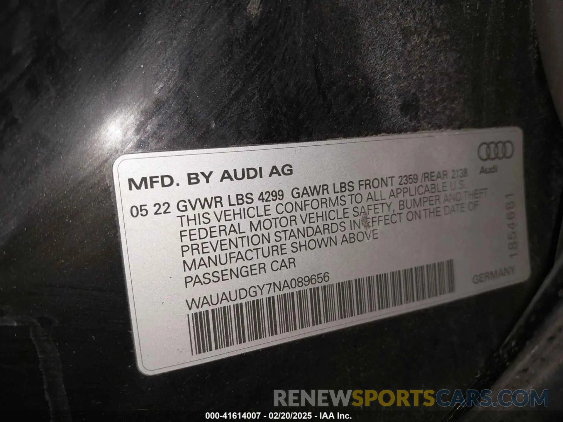 9 Photograph of a damaged car WAUAUDGY7NA089656 AUDI A3 2022