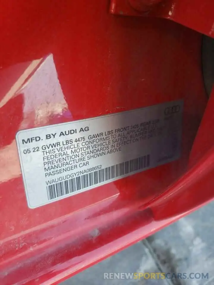 12 Photograph of a damaged car WAUGUDGY2NA088652 AUDI A3 2022