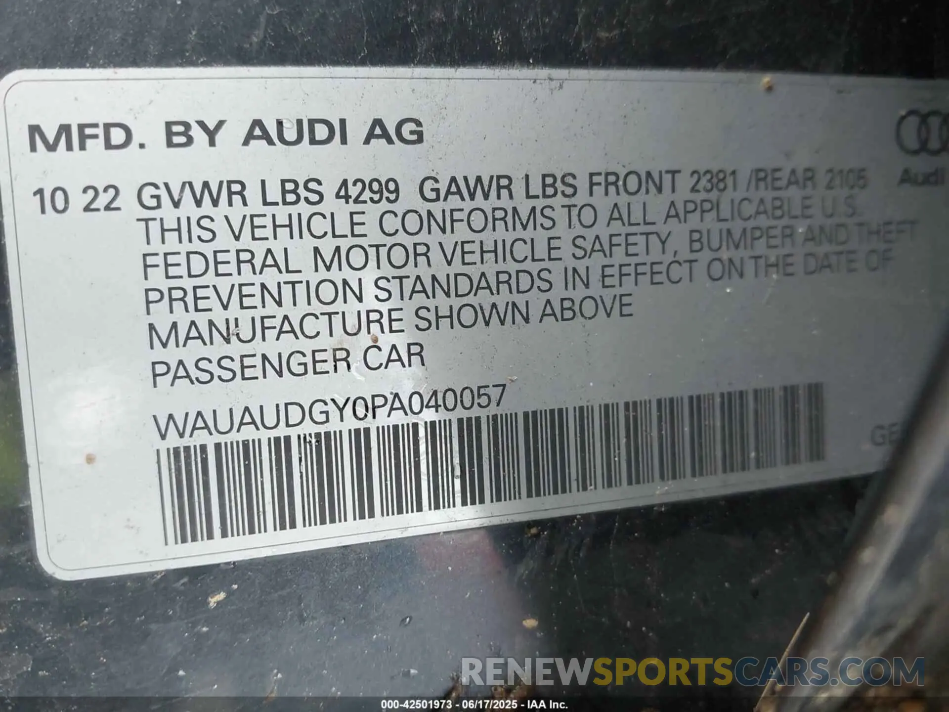 9 Photograph of a damaged car WAUAUDGY0PA040057 AUDI A3 2023