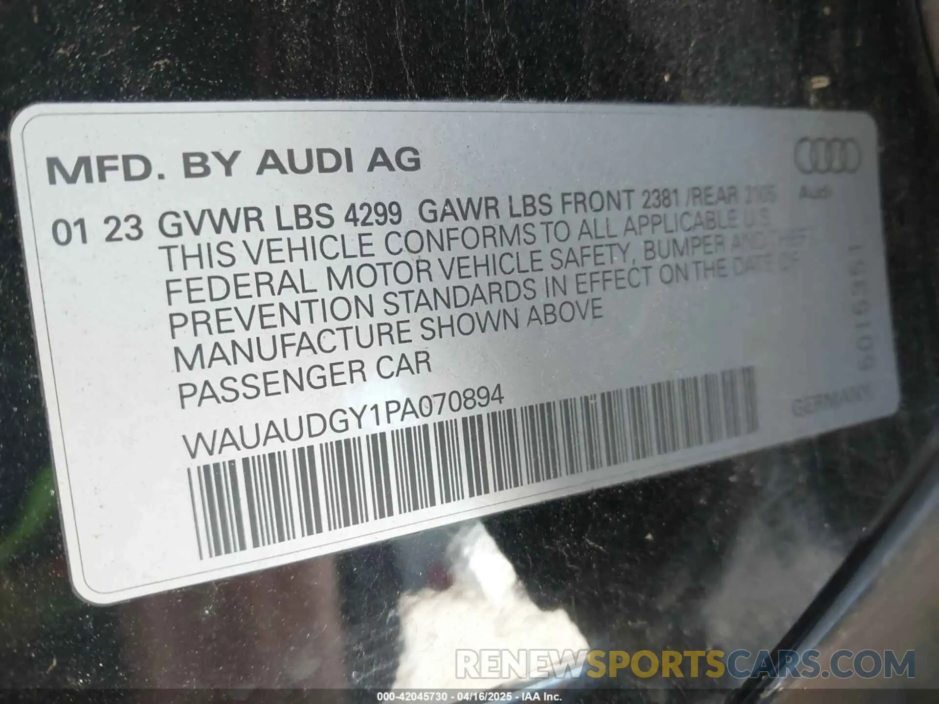 9 Фотография поврежденного автомобиля WAUAUDGY1PA070894 AUDI A3 2023