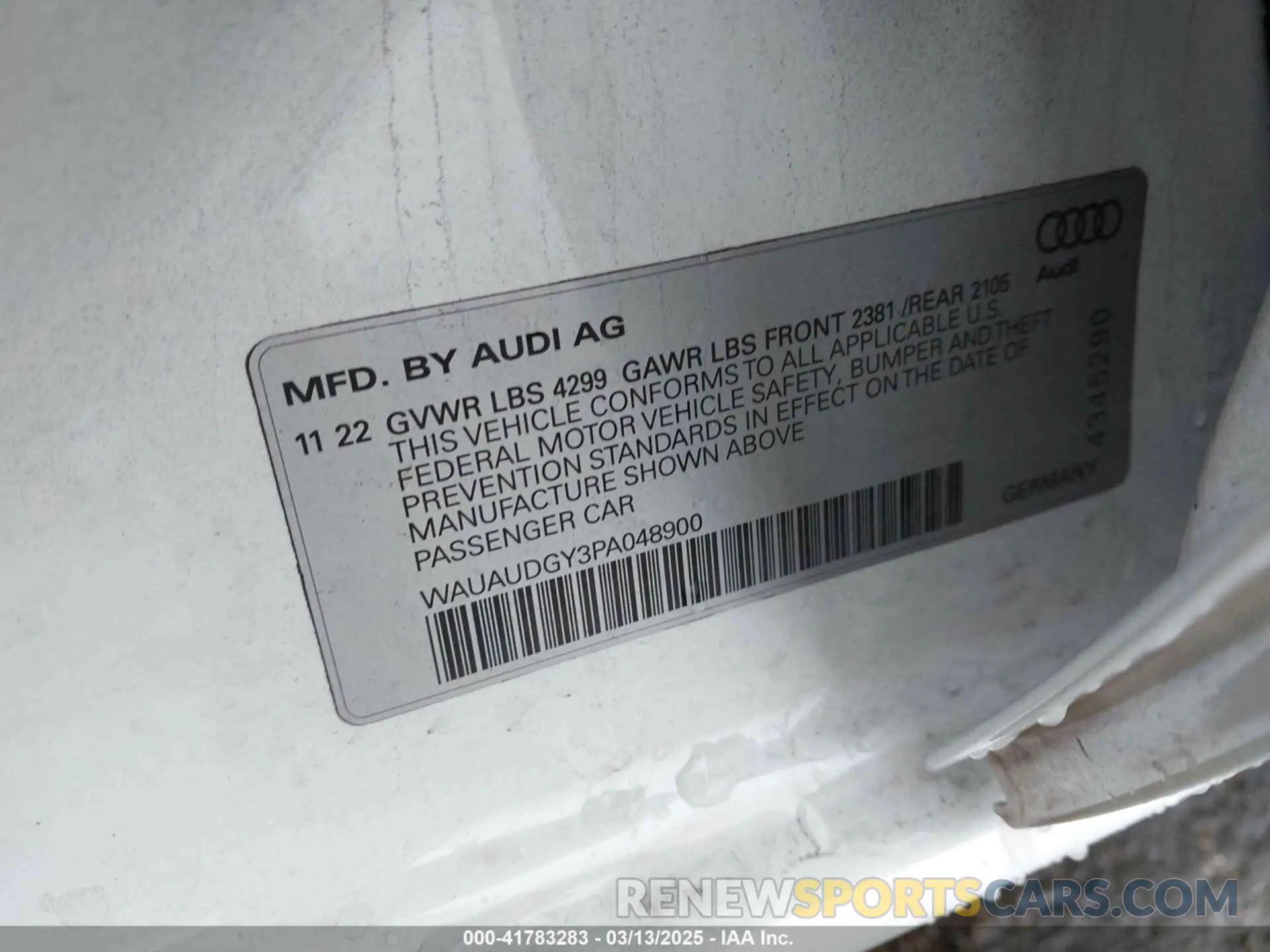 9 Photograph of a damaged car WAUAUDGY3PA048900 AUDI A3 2023