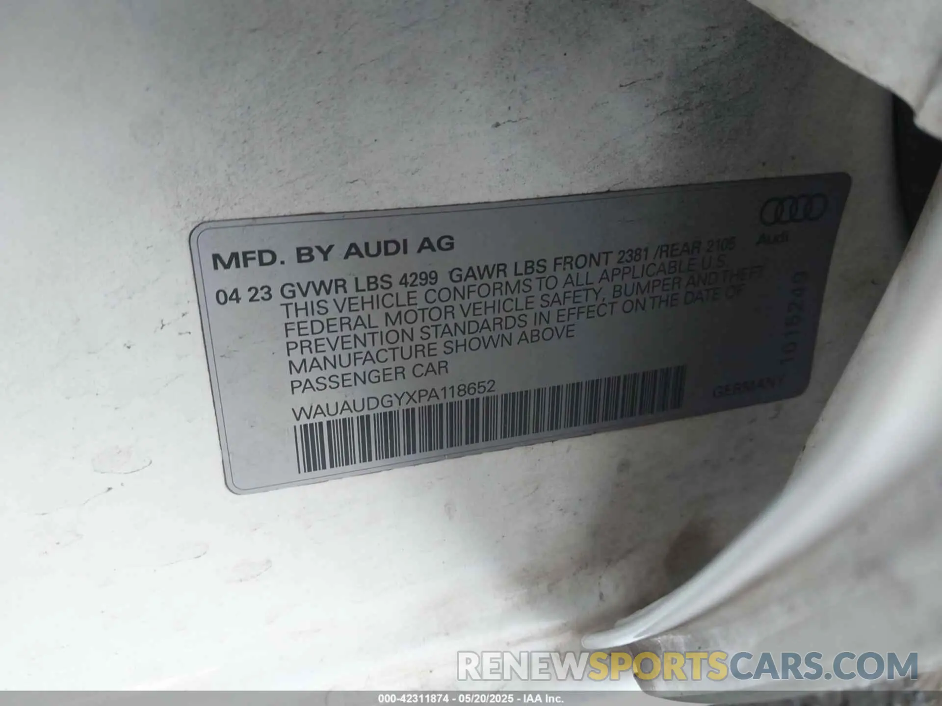 9 Фотография поврежденного автомобиля WAUAUDGYXPA118652 AUDI A3 2023