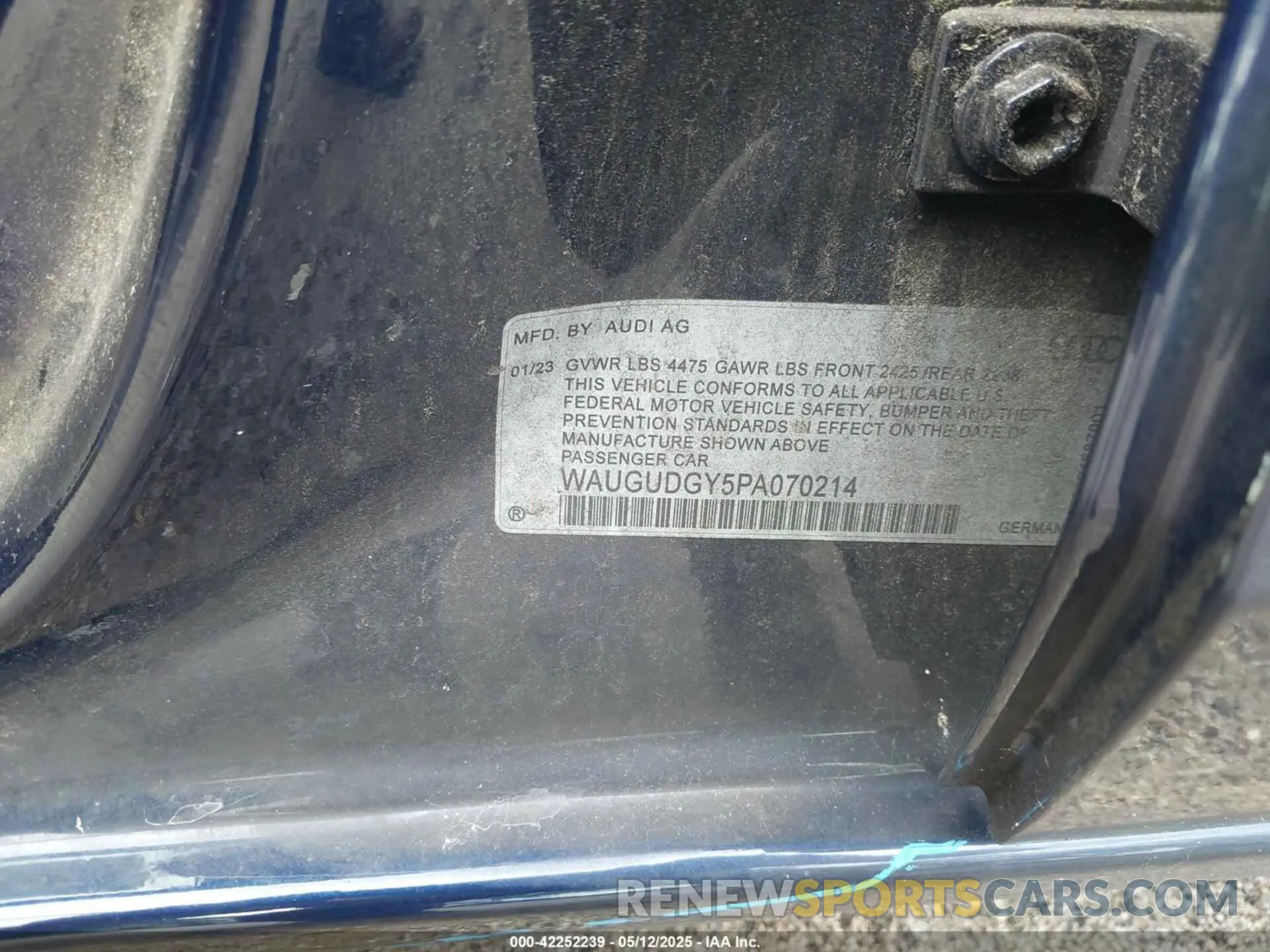 9 Photograph of a damaged car WAUGUDGY5PA070214 AUDI A3 2023