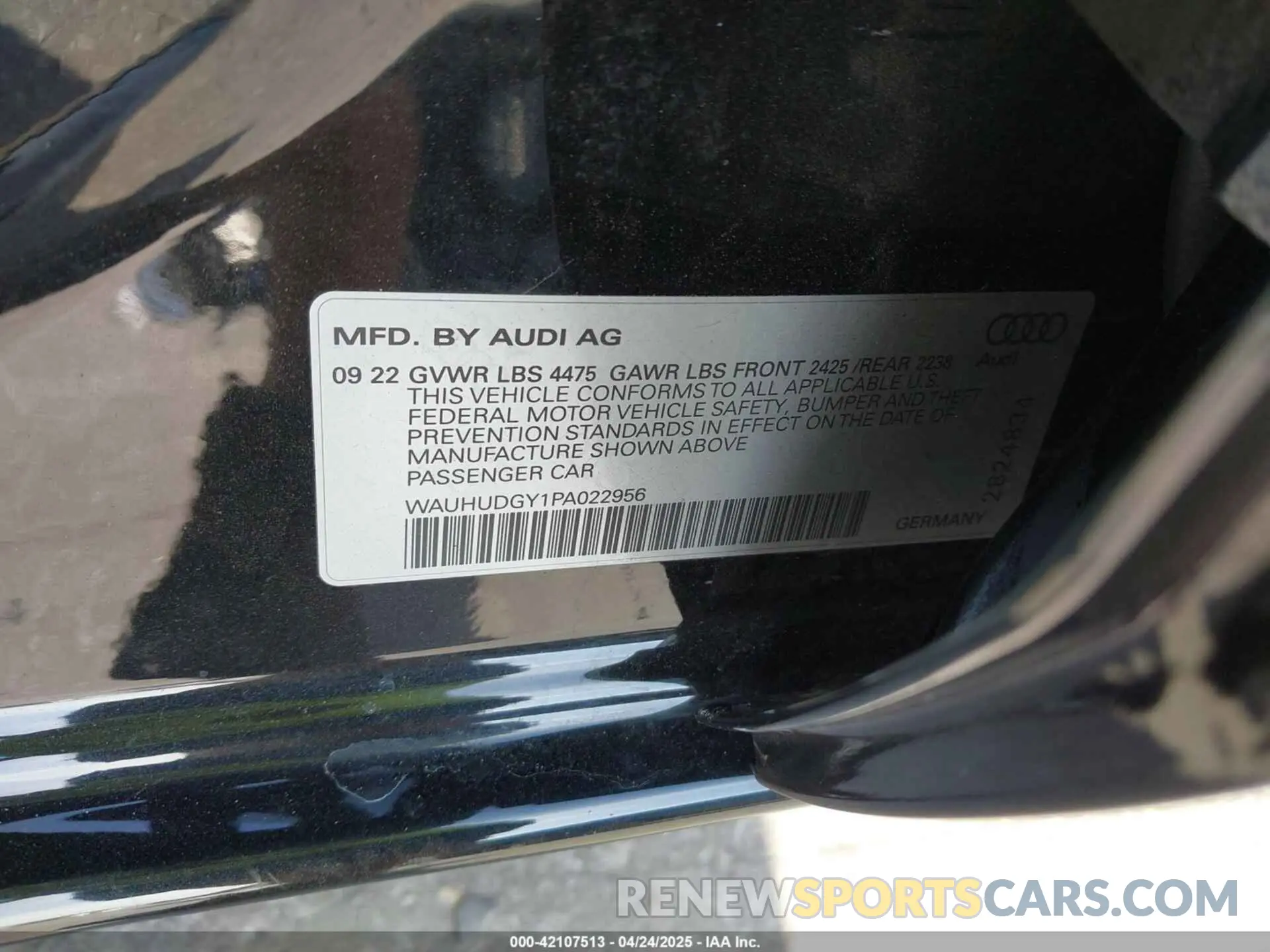9 Photograph of a damaged car WAUHUDGY1PA022956 AUDI A3 2023