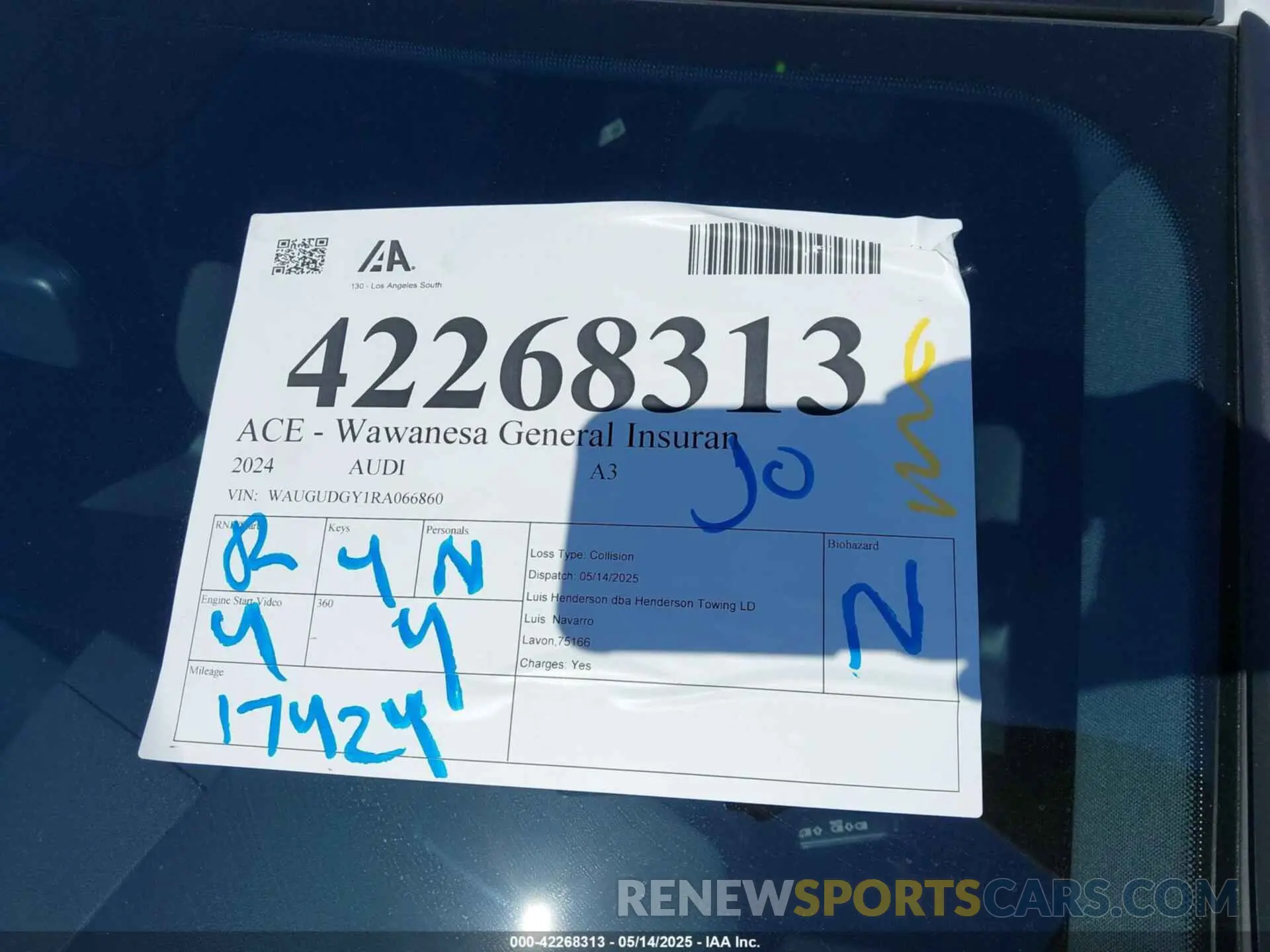 17 Фотография поврежденного автомобиля WAUGUDGY1RA066860 AUDI A3 2024