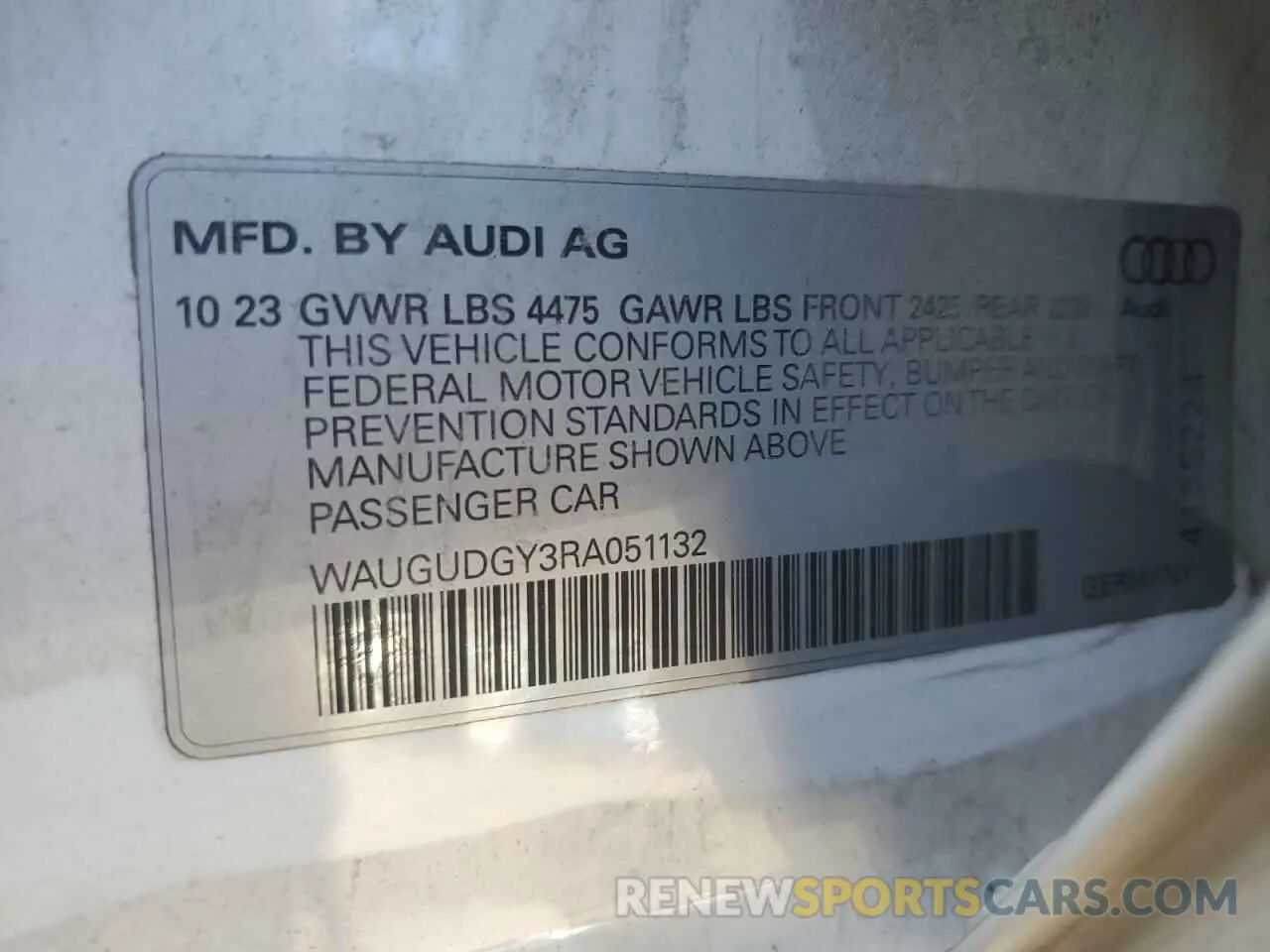 12 Photograph of a damaged car WAUGUDGY3RA051132 AUDI A3 2024