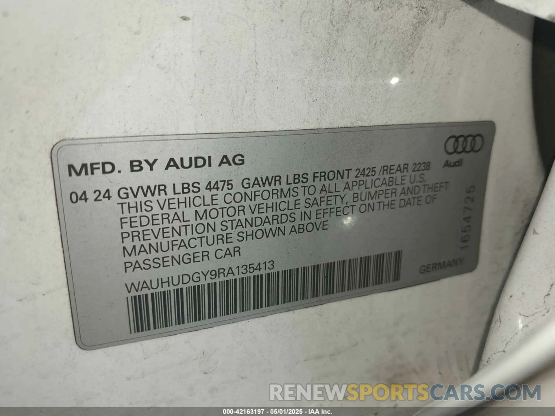 9 Photograph of a damaged car WAUHUDGY9RA135413 AUDI A3 2024