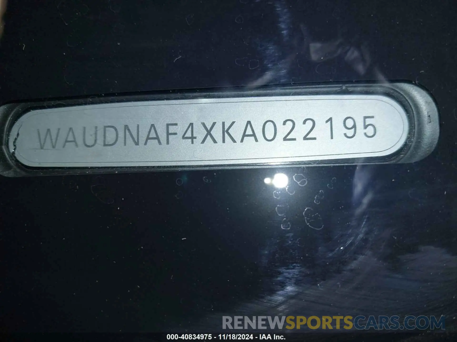 18 Photograph of a damaged car WAUDNAF4XKA022195 AUDI A4 2019
