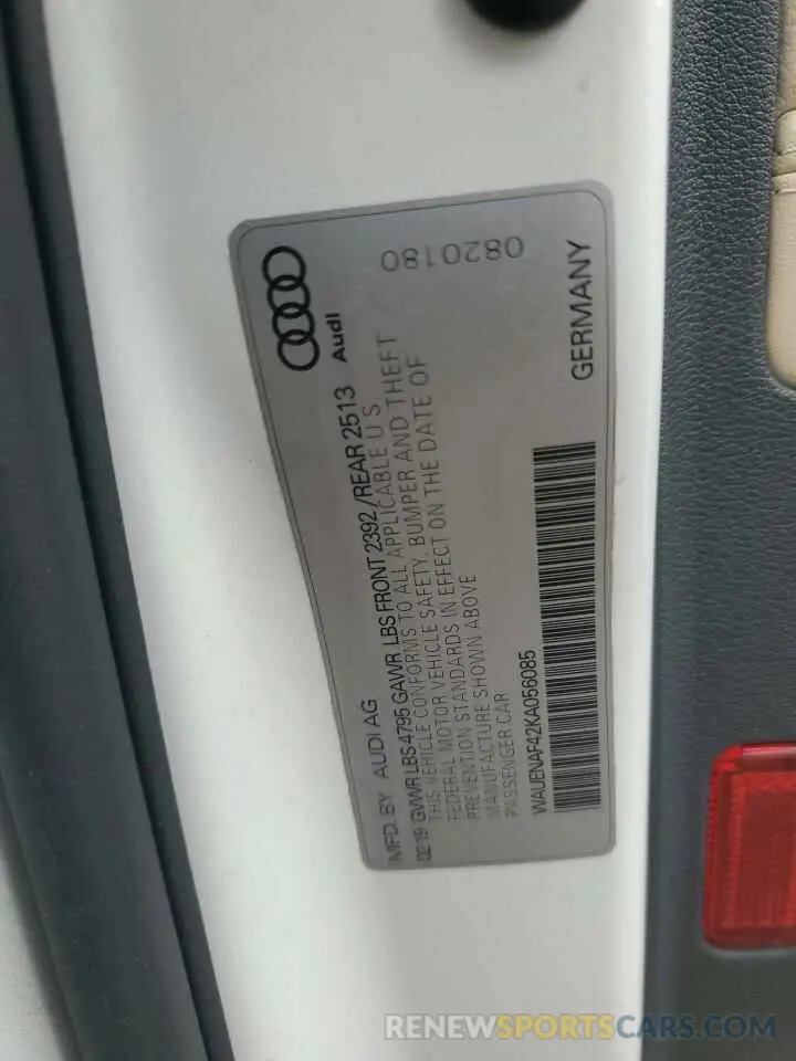 12 Photograph of a damaged car WAUENAF42KA056085 AUDI A4 2019