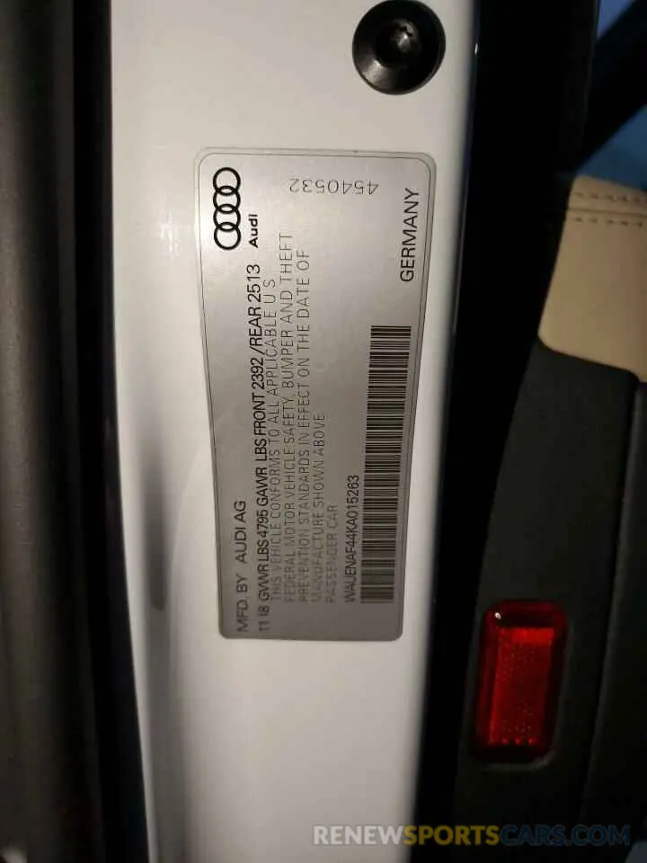 12 Фотография поврежденного автомобиля WAUENAF44KA015263 AUDI A4 2019