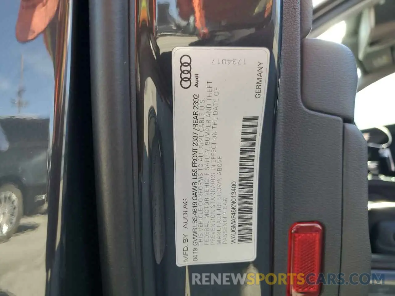 12 Photograph of a damaged car WAUGMAF45KN013400 AUDI A4 2019