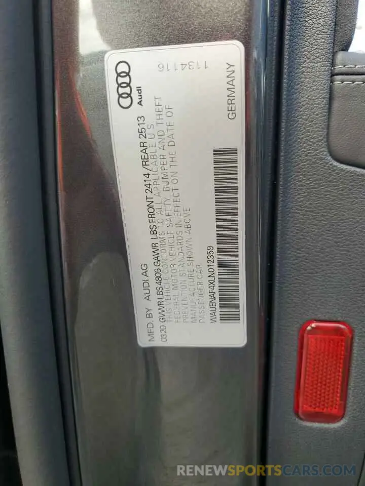 12 Фотография поврежденного автомобиля WAUENAF4XLN012359 AUDI A4 2020