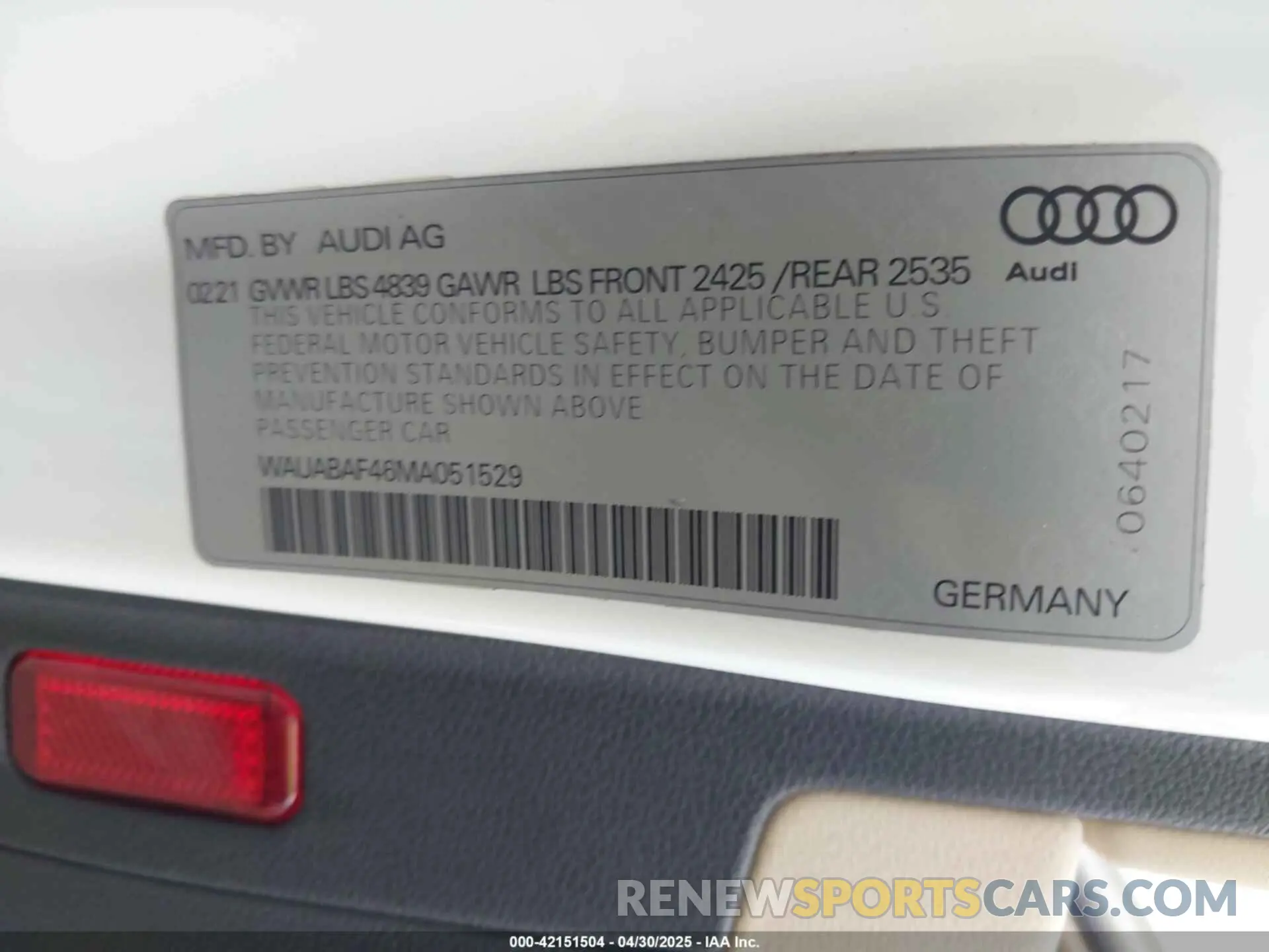9 Photograph of a damaged car WAUABAF46MA051529 AUDI A4 2021