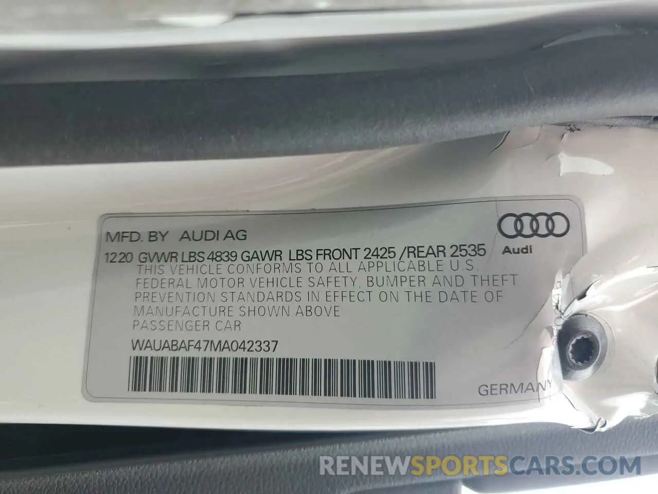 14 Photograph of a damaged car WAUABAF47MA042337 AUDI A4 2021